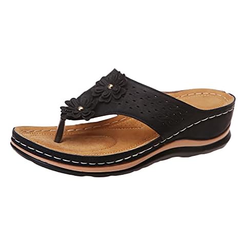 CEWIFO Clear Heels With Rhinestones- Support Clip Flops Bottomed With Arch T Women Flip Sandals Toe Open Comfy Sandals Summer Flat Slider On Roman Slip Strap Women's sandals Cover