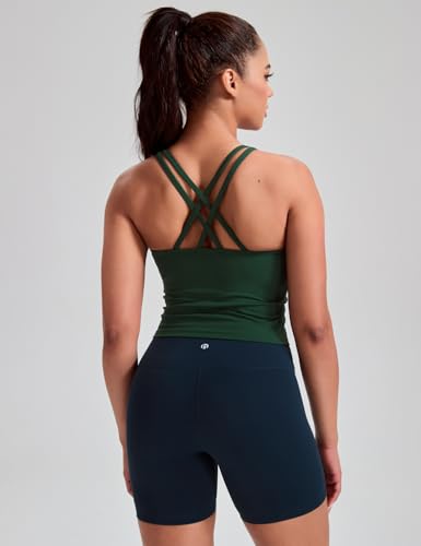 Image of HeyNuts Longline Zeal Bras Medium Impact Wirefree Sports Bras Workout Crop Tank Tops with Removable Pads, A-D Cups