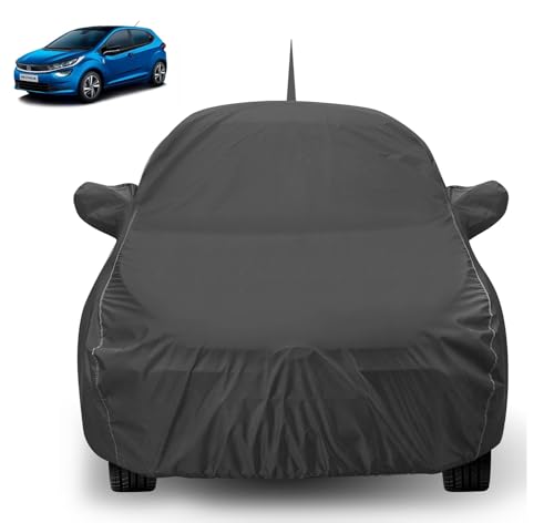 Image of Auto Hub Car Cover Compatible with Tata Altroz with Back Antenna & Mirror Pocket, Dustproof, Heat Resistant, Triple Stitched, Altroz Back Antenna Car Cover- Grey