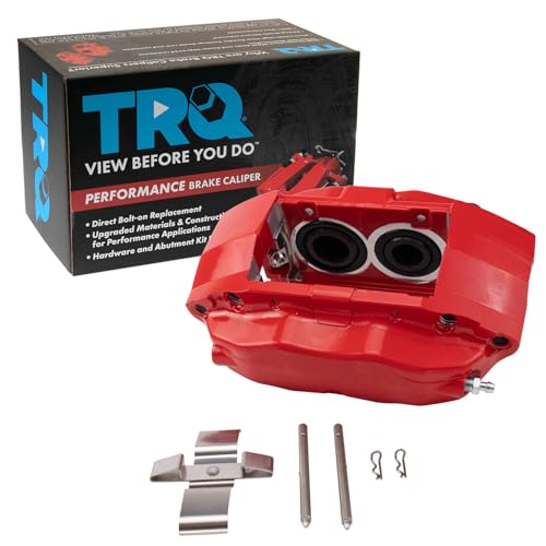 TRQ Front Left Brake Caliper Performance Red Drivers Side Compatible with 2004 INFINITI G35 2003-2009 Nissan 350Z