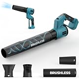 Traumheim Akku Laubbläser, 2-In-1 Laubgebläse Bürstenlos mit 3-Gang Max 900000RPM, Luftmenge 1000m³/h, Vertikaler und horizontaler Modus Laubpuster für Garten,Laub,Staub & Schnee,Auto