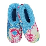 Snoozies Womens Slippers - Peace Out Tie Dye - Blue - Medium