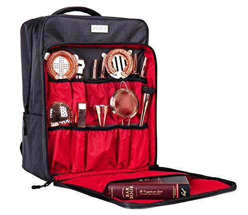 Professional Waterproof Bartender Travel Bag Bar Wine Carrier Set Bag for Travelling Camping-Grey