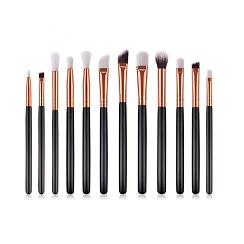 12Pcs Professional Eyes Makeup Brushes Set Wood Handle Eyeshadow Eyebrow Eyeliner Blending Smudge Brush image 3