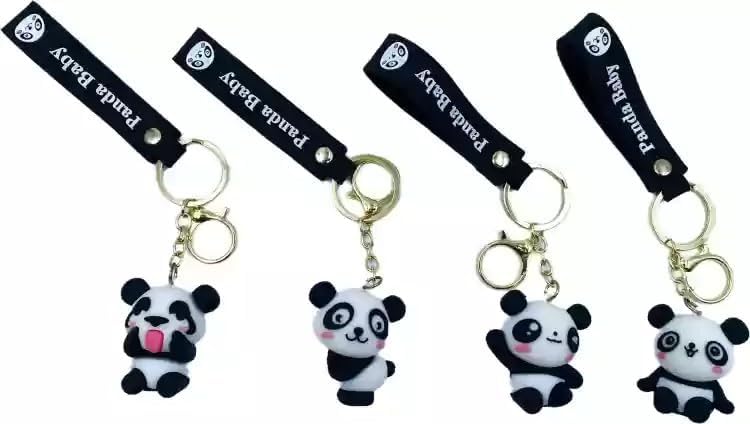 Penny Wise® Cute Baby Panda 3D Keychain | Keyring & Quirky Bag Charm | Hard Silicone,Unbrekable | Travel Essential | Kids Friendly | Comes With Strap & Bag Hook | Single Piece.