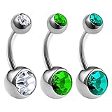 3Pcs Titanium G23 14g 5/16 8mm Body Belly Ring Piercing Jewelry Lobe 8mm 5mm Clear Peridot Blue Zirc