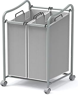 Simple Houseware 2-Bag Heavy Duty Rolling Laundry Sorter Cart, Grey