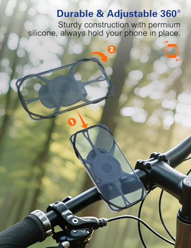 SZCFAN Bike Phone Holder, Motorcycle Cell Phone Mount- 360° Rotatable, Silicone Bicycle Phone Mount for Motorcycle Bicycle Scooter, for 15 Pro Max / 14/13, S10 and More 4.7-6.8