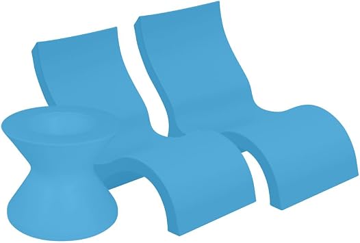 Ledge Lounger Pool Lounge Chairs, Lowback, Set of 2 with Table