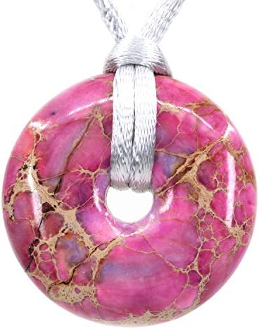 CHENYUE Natural Gemstones Peace Donut 30M Beads Adjustable Braided Macrame Tassels Pendant Unisex