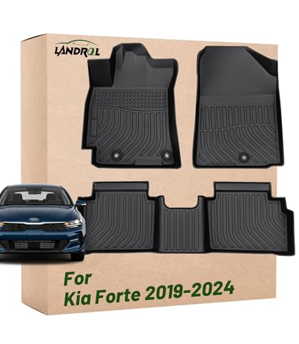 Landrol Car Floor Mats Replacement for Kia Forte 2019-2024 Model All Weather Protection Custom Fit Waterproof Carpets Durable Odorless Liners Front & Rear Accessories for Dad