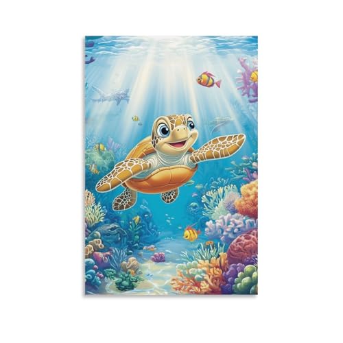 Toile tortue de mer KAYZTGSDA grand format pour salon style bord de mer