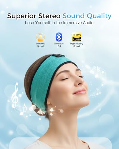 Sleep Headphones Wireless, Bluetooth Sports Headband with Built-in Speakers, Comfortable for Side Sleepers, Workout, Running, Yoga & Travel Long Battery Life, Gift for Men Women - Thumbnail 2