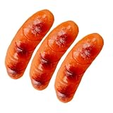 Generic 3 Modelos Realistas de Salchichas de Hot Dog Falsos para Juegos Educativos PVC Impermeable de 3,18 Pulgadas Cada (Salchicha Ahumada Oscura)