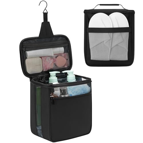 Shower Caddy Mesh Shower Bag Portable College Dorm Room Essentials for Guys Girls,Hanging Shower Organizer for Camping,Traveling,Gym,Men,Women (Black, Medium)