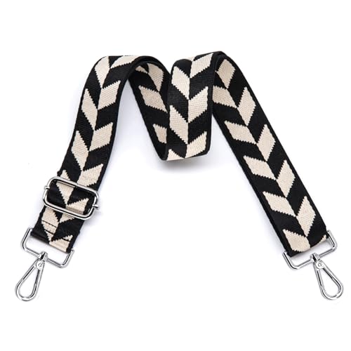 Image of S&loyoe Silver bucklePurse Straps Replacement Crossbody Bag Strap Adjustable Wide Guitar Straps for Handbags 1.5inch (Rhombus black silver)