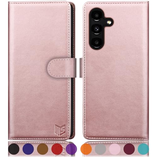 SUANPOT for Samsung Galaxy S24 Plus/S24+ Wallet case with RFID Blocking Credit Card Holder,Flip Book PU Leather Protective Cover Women Men for Samsung S24Plus Phone case Rose Gold