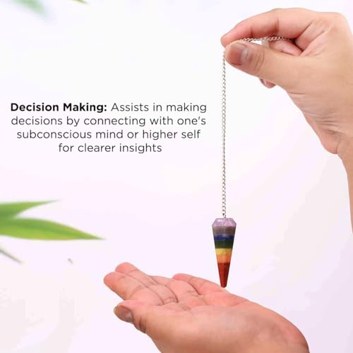 Image of 7 Chakra Point Pendulum | Healing Crystal Products For Reiki For & Feng Shui | Dowsing Gemstone Pendulum For Meditation & Spiritual Balance