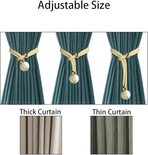 Image of INOVERA (LABEL) 4 Pieces Curtain Holders Tieback - Adjustable Window Curtains Tie Rope - Drapery Holdbacks Band for Office Home Decorative Accessories (Cream)