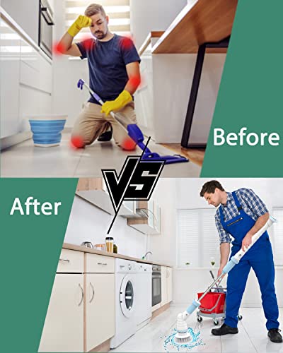 Electric Cleaning Brush, Portable Electric Spin Scrubber,360 Cordless Power Shower Cleaning Brush With Long Handle, And 3 Replaceable Cleaning Brush Heads, For Bathroom, Tub, Tile, Floor, Kitchen Blue #TOP2