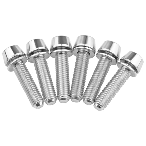 Image of Titanium Ti Allen Hex M5x16 18mm Tapered Head Bolt with Washer Screw for Bicycle Stem Parts Pack of 6 (Normal Titanium, M5x18mm)