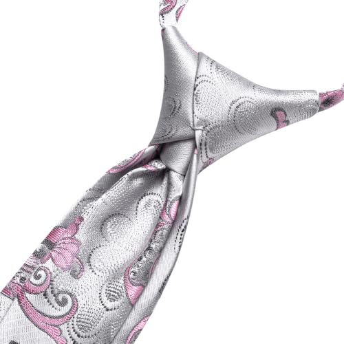 Image of Hi-Tie Boys Tie Pre-Tied Pocket Square Set Adjustable Kids Neckties Age 7-11 Years School UniForm Graduation