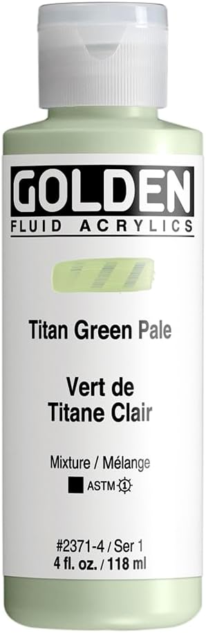 GOLDEN Fluid Acrylics, Titan Green Pale, 4 fl. oz. Bottle, Professional Acrylic Paint, Opaque