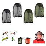 MUNSKT Moskitonetz Kopf, 4 Stück Moskito Hut mit 2 Aufbewahrungstaschen, Ultrafeines, Insektensicheres Gesichtsnetz für Outdoor-Aktivitäten wie Camping, Wandern, Angeln und Reisen, Schwarz und Grün