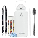 Fruit Infuser Water Bottle, 64oz Insulated Jug with Straw & Carry Strap