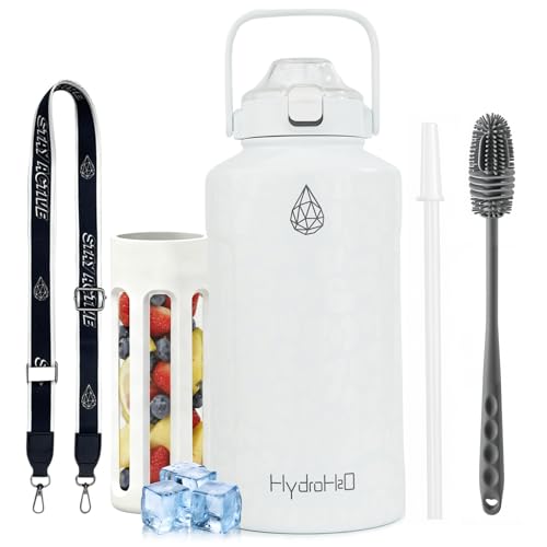 Fruit Infuser Water Bottle, 64oz Insulated Jug with Straw & Carry Strap by HYDRO H2O - Used condition - US$34.03