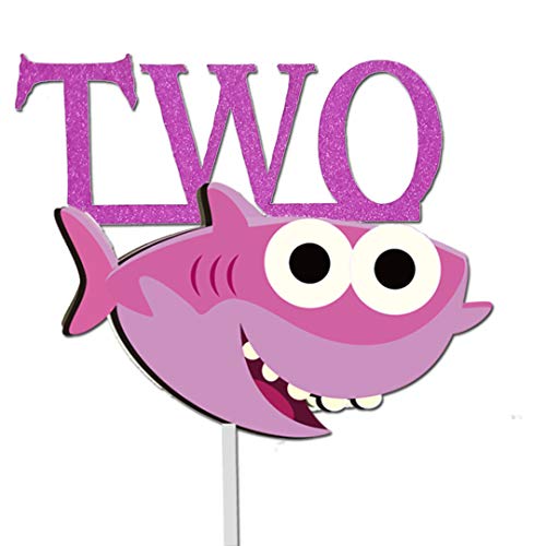 GmakCeder Shark TWO Birthday Cake Topper for Baby Shark Birthday Pink Girl