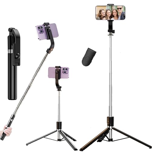 Image of Kratos Upgraded 2026 67Inch / 170cm Long Selfie Stick Tripod with Wireless Remote, Long Tripod Stand with 360 Rotation, Compatible with Mobile /GoPro for Travel,Suitable for iPhone and All Smartphones