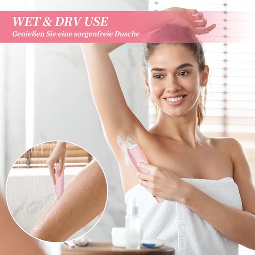 Henakmsl Intimrasierer Für Frauen, Rasierer Damen Intimbereich Dual-Head, 2 in 1 Damenrasierer Elektrisch, Wasserdicht Nass- und Trockenrasierer für Gesicht, Augenbrauen, Bart, Arm, Bein und Bikini