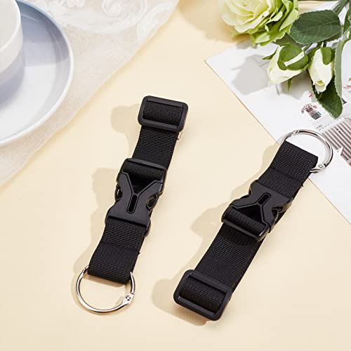 Image of GORGECRAFT 2Pcs Luggage Straps Coat Jacket Gripper Holder Suitcase Belt Clip Ring Hook Black Adjustable Belt Straps with Iron Hinged Rings and Plastic Release Buckle Polyester Travel Accessories