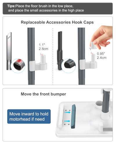Image of Generic Vacuum Stand, Compatible with Bissell Dreame Dyson Eureka Shark More Cordless Stick Vacuums, Universal Standing Dock Station Organizer, Adjustable Tubes (White)