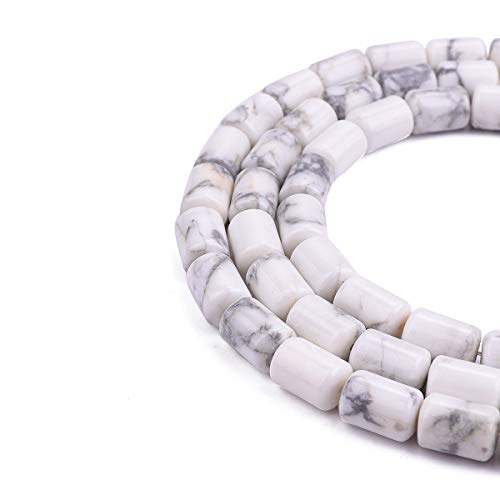 BEADIA Natural White Howlite Cylinder Stone Loose Semi Gemstone Beads for Jewelry Making 10mmx14mm 38cm