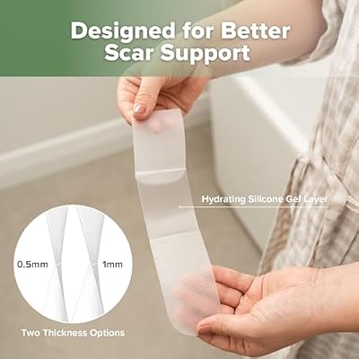 haakaa C Section Scar Silicone Strips, 0.5mm & 1mm Medical Grade Silicone Scar Treatment for Postpartum Recovery, Reusable Silicone Scar Sheets for C-Section & Surgery Scars, Includes Storage Board