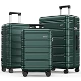 BEOW Luggage Sets 3 Piece For Men Women Expandable Hard Sided Suitcase Sets 3 Pcs With Durable Spinner Wheels Lightweight Zipper Luggage With TSA Lock Travel Luggage Set ArmyGreen 20/24/28 Inch