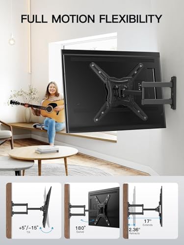 undefined Pipishell Full Motion TV Wall Mount for 26-65 inch Flat or Curved TVs up to 77 lbs, TV Bracket Wall Mount with Articulating Arms, Extension, Tilt, Swivel, Leveling, Max VESA 400x400mm, PIMF7 の商品画像 5