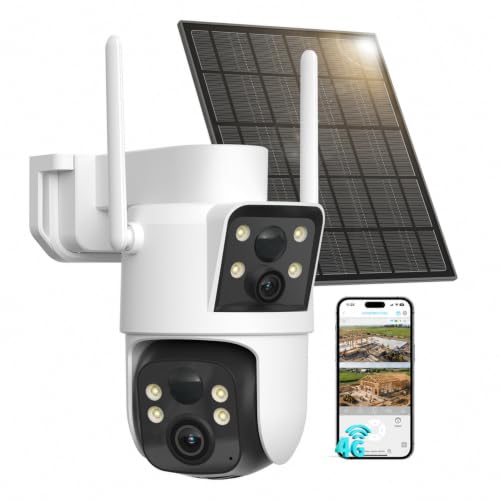 LIWAN No WiFi Security Camera, Dual Lens, 4G LTE Solar Powered - image 1