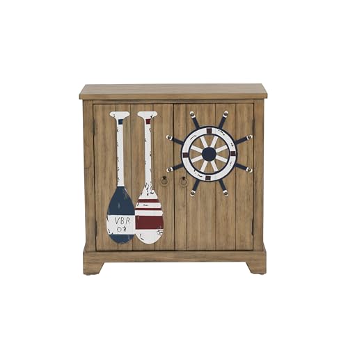 Powell Coast 2 Coast Collection Circa 32" Brown Two Door Small Cabinet with Ship Wheel and Oar Accents by Powell - Image 7