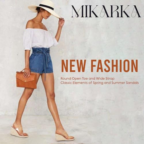 Image of mikarka Slip On Wedge Sandals for Women Open Toe Espadrilles Platform Slides Dressy High Heel Beach Summer Sandal Comfortable Wedges Shoe Mules