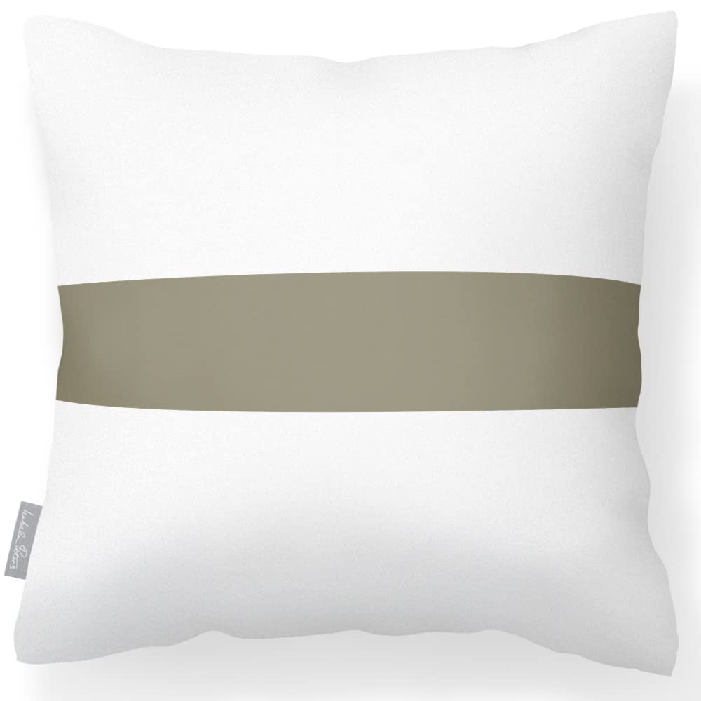Izabela Peters Martini Olive Outdoor Cushions Waterproof, 43 Cm, Filled Outdoor Cushion, - 1 Stripe Horizontal, Garden Furniture Cushions, Outdoor Seat Cushions, Garden Chair Cushions