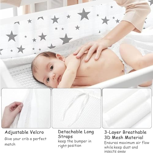 Miniatura 3 de Protector De Cuna Adecuado,Parachoques De Cuna Para Bebés,Malla Para Cuna Para Bebé,Chichoneras Cuna Plegable 4 Lados,Protector Cuna Chichonera,Malla Transpirable 3d,Cuna De Bebé De Malla Transpirable