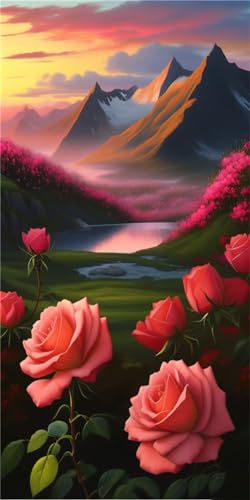 Peinture Diamant 5D Grand Format pour Illuminer Votre Salon avec une Rose DIY