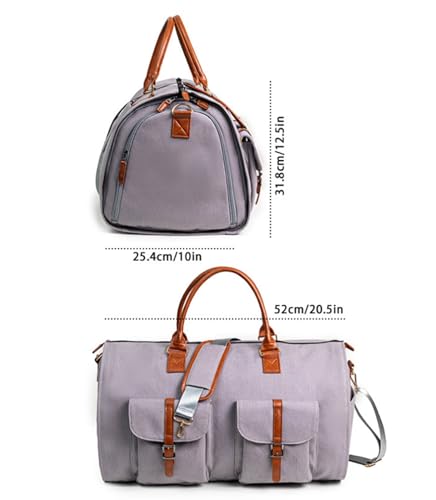 Weekender Travel Bag Canvas Garment Bag for Travel, Convertible Carry On Garment Duffel Bag for Men, Faux Leather Sport Gym Bag(D)2