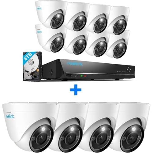 REOLINK 12MP PoE Security Camera System RLK16-1200D8-A Bundle, 12pcs H.265 12MP Security Cameras Wired, Person Vehicle Pet Detection, Two-Way Talk, Co