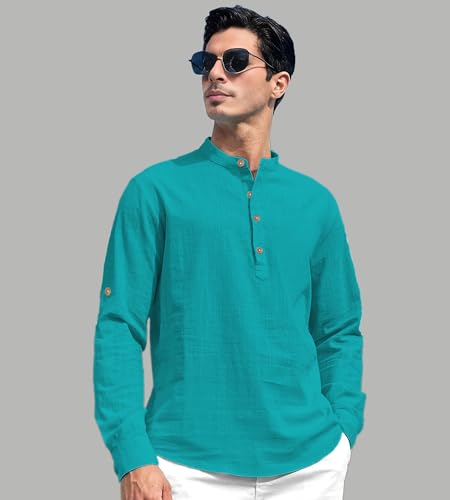 Image of Slim Fit Short Kurta for Men and Boys.(KRT BTN06, Navy Blue)