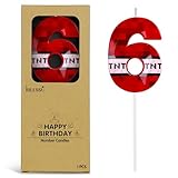 Number 6 Red Pixel Birthday...