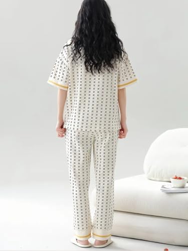 Image of Celary Women's Korean Night Suit Set | Round Neck Full Sleeve Top & Printed Ankle Length Pyjama | Skin-Friendly Fabric Soft Breathable Stretchable Loungewear | M to 2XL